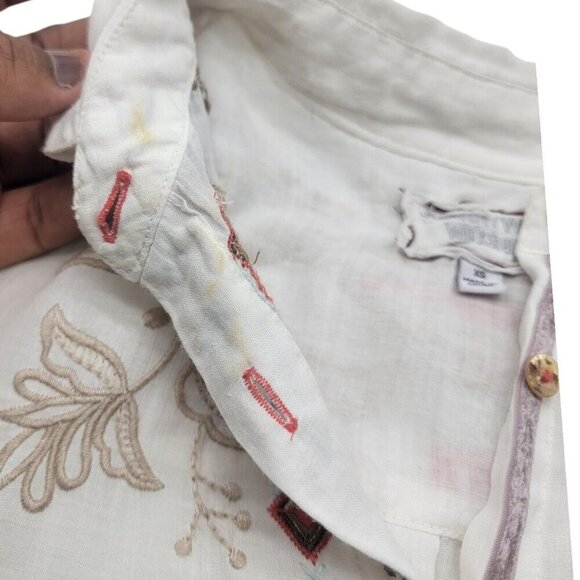 Johnny Was Top Women XS White Chai Soft Festival Boho Floral Holiday Bohemian - Picture 4 of 10